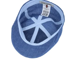 Flat Caps-Stetson Texas Linen Stripe Blue With White Stripe Flat Cap -