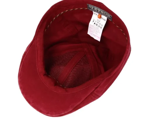 Fashion Stetson Texas Organic Cotton Burgundy Flat Cap -