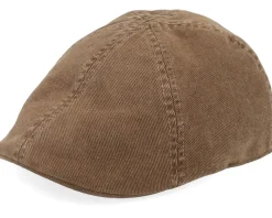 Flat Caps-Stetson Texas Soft Cotton Brown Flat Cap -