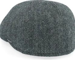 Flat Caps-Stetson Texas Wool Herringbone Moss Green Flat Cap -
