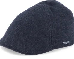 Flat Caps-Stetson Texas Wool/Cashmere Ear Flap 2 Black Flat Cap -