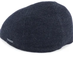 Flat Caps-Stetson Texas Wool/Cashmere Ear Flap 2 Black Flat Cap -
