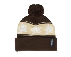 Pom Beanies-SQRTN Tgn Patch Brown Pom -