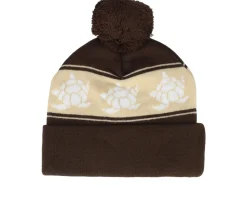 Pom Beanies-SQRTN Tgn Patch Brown Pom -