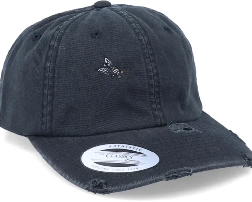 Dad Cap-Iconic The Fly Ripped Black Dad Cap -
