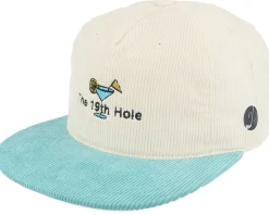 Snapback | Golf-Pins & Stripes The 19th Hole Golf Logo White/Teal Snapback -