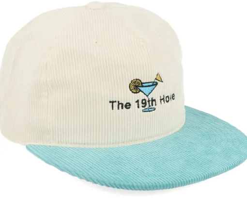Snapback | Golf-Pins & Stripes The 19th Hole Golf Logo White/Teal Snapback -