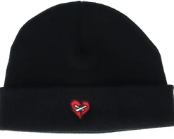 Short Beanies-Iconic Tiny Broken Mended Heart Black Short Beanie -