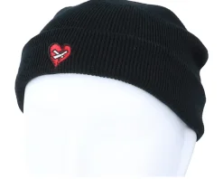 Short Beanies-Iconic Tiny Broken Mended Heart Black Short Beanie -