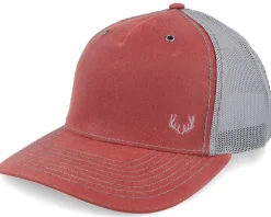 Trucker-Hunter Tiny Deer Antlers 112wh Split /Charcoal A-Frame Trucker - Red