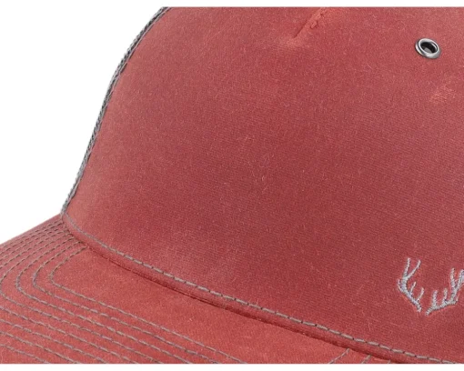 Trucker-Hunter Tiny Deer Antlers 112wh Split /Charcoal A-Frame Trucker - Red