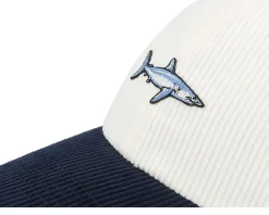 Dad Cap-Skillfish Tiny Mako Shark Corduroy Off /Navy Dad Cap - White