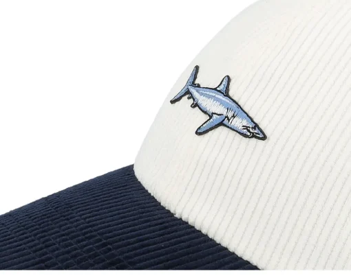 Dad Cap-Skillfish Tiny Mako Shark Corduroy Off /Navy Dad Cap - White