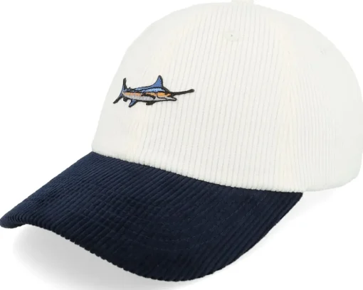 Dad Cap-Skillfish Tiny Mako Shark Corduroy Off /Navy Dad Cap - White