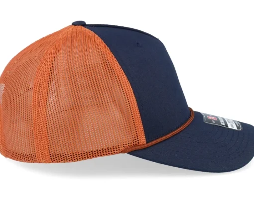 Trucker-Hunter Tiny Moose Antlers Navy/Orange/Dark Orange Rope Trucker - Blue