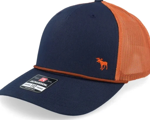 Trucker-Hunter Tiny Moose Antlers Navy/Orange/Dark Orange Rope Trucker - Blue
