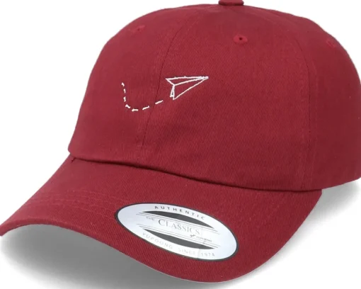 Hot Abducted Tiny Paper Plane Maroon Dad Cap -