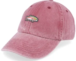 Fashion Skillfish Tiny Rainbow Trout Fish Vintage Washed Dad Cap - Red