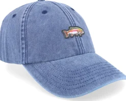 Dad Cap-Skillfish Tiny Rainbow Trout Fish Vintage Washed Denim Dad Cap - Blue