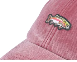 Fashion Skillfish Tiny Rainbow Trout Fish Vintage Washed Dad Cap - Red