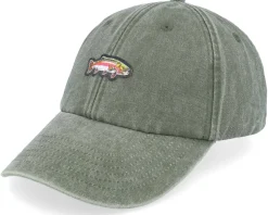 Fashion Skillfish Tiny Rainbow Trout Fish Vintage Washed Dad Cap - Red