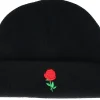 Discount Iconic Tiny Red Rose Black Short Beanie -