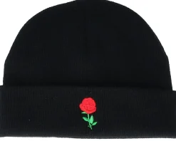 Discount Iconic Tiny Red Rose Black Short Beanie -