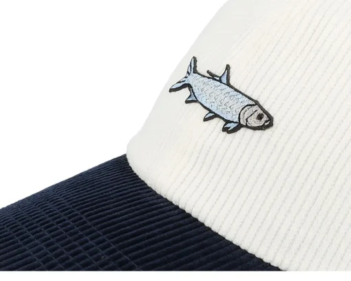 Fashion Skillfish Tiny Tarpon Corduroy Off /Navy Dad Cap - White