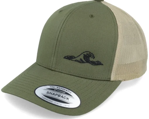 Trucker-Iconic Tiny Wave Retro 2-tone Mossgreen/Khaki Trucker -