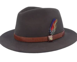 New Stetson Tller Woolfelt Dark Brown Fedora -