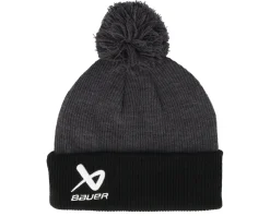 Pom Beanies-Bauer 2tone Knit Black/Grey Pom -