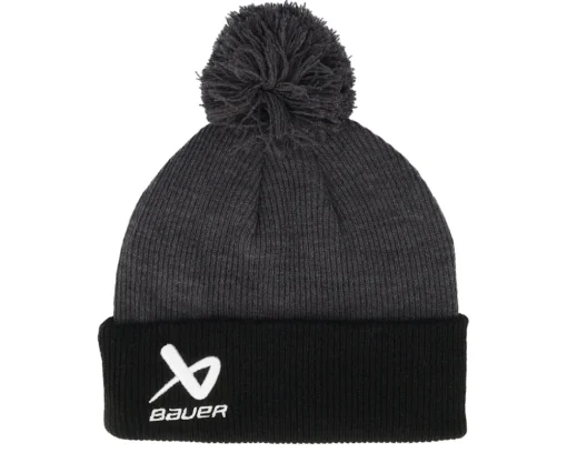 Pom Beanies-Bauer 2tone Knit Black/Grey Pom -
