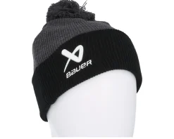 Pom Beanies-Bauer 2tone Knit Black/Grey Pom -