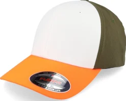 Blanks-Flexfit 3-tone Neon Orange/White/Olive -