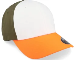 Blanks-Flexfit 3-tone Neon Orange/White/Olive -