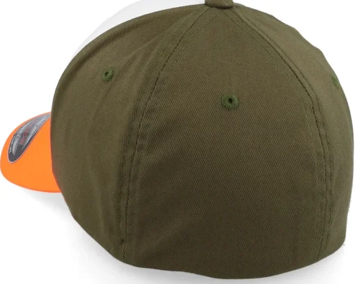 Blanks-Flexfit 3-tone Neon Orange/White/Olive -
