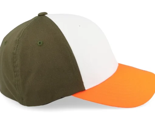 Blanks-Flexfit 3-tone Neon Orange/White/Olive -