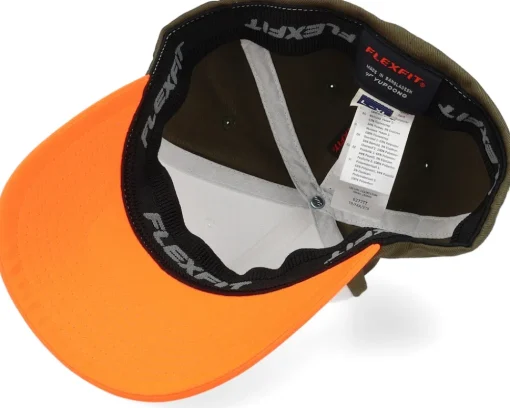 Blanks-Flexfit 3-tone Neon Orange/White/Olive -