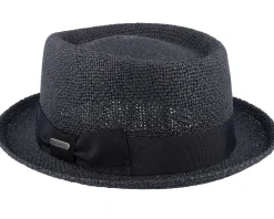 Pork Pie Hats-Wigéns Toyo Black Pork Pie -