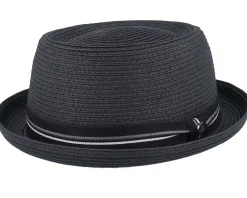 Pork Pie Hats-Lierys Toyo Black Straw Pork Pie -