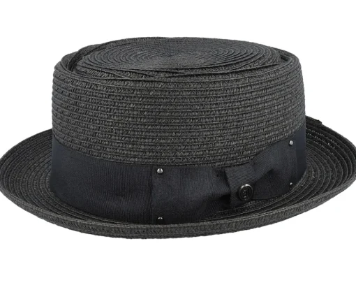 Pork Pie Hats | Straw Hat-Jaxon & James Toyo Braided Black Pork Pie -