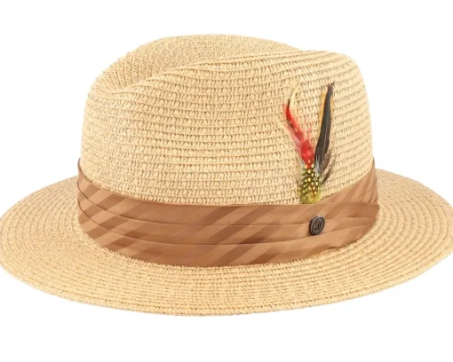 New Jaxon & James Toyo Braided Fedora Cappuccino Straw Hat -
