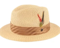 Fedora-Jaxon & James Toyo Braided Fedora Cappuccino Straw Hat -