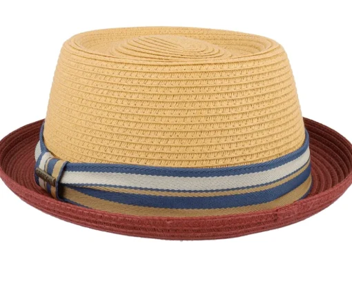 Outlet Stetson Toyo Red/Beige Pork Pie Straw Hat -