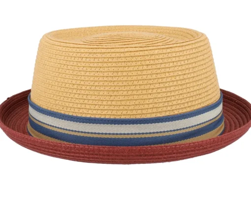 Outlet Stetson Toyo Red/Beige Pork Pie Straw Hat -