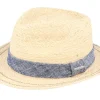 Straw Hat-Stetson Traveller Raffia Beige/Denim Straw Hat -