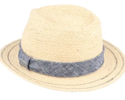 Straw Hat-Stetson Traveller Raffia Beige/Denim Straw Hat -