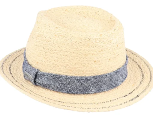 Straw Hat-Stetson Traveller Raffia Beige/Denim Straw Hat -
