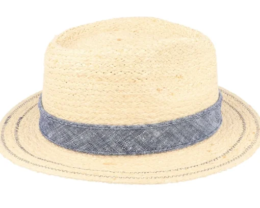Straw Hat-Stetson Traveller Raffia Beige/Denim Straw Hat -