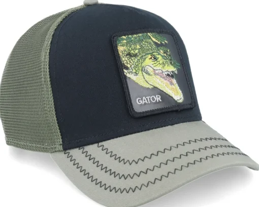 Trucker-Goorin Bros. Tri Gator Tri Tone Black/Olive A-Frame Trucker -